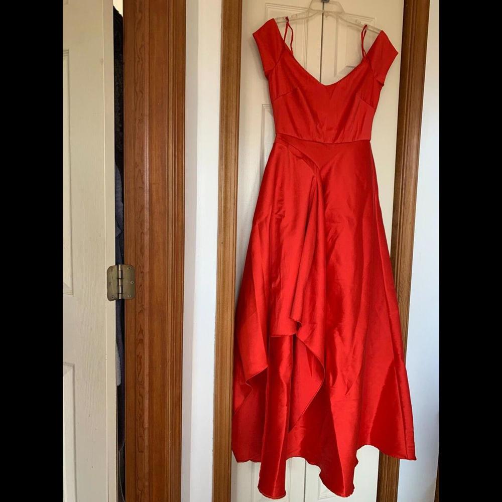 Badgley Mischka Womens Asymmetrical Gown Orange/ Red Size 6
